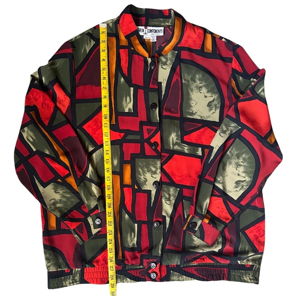 Vintage Retro 80s Caron Components Geometric Print Blouse Sz 18 Made in USA - Picture 7 of 10